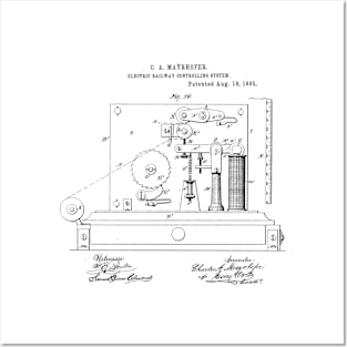 Electric Railway Controlling System Vintage Retro Patent Hand Drawing Funny Novelty Gift Posters and Art